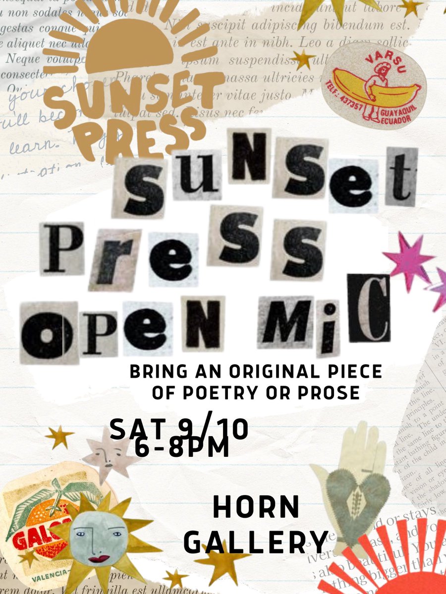 sunsetpress's tweet image. sunset press is in full swing for the ‘22-‘23 school year! we are hosting an open mic this saturday 9/10 @ the horn &amp;amp; are accepting writer applications until 9/14! 🌅🌻