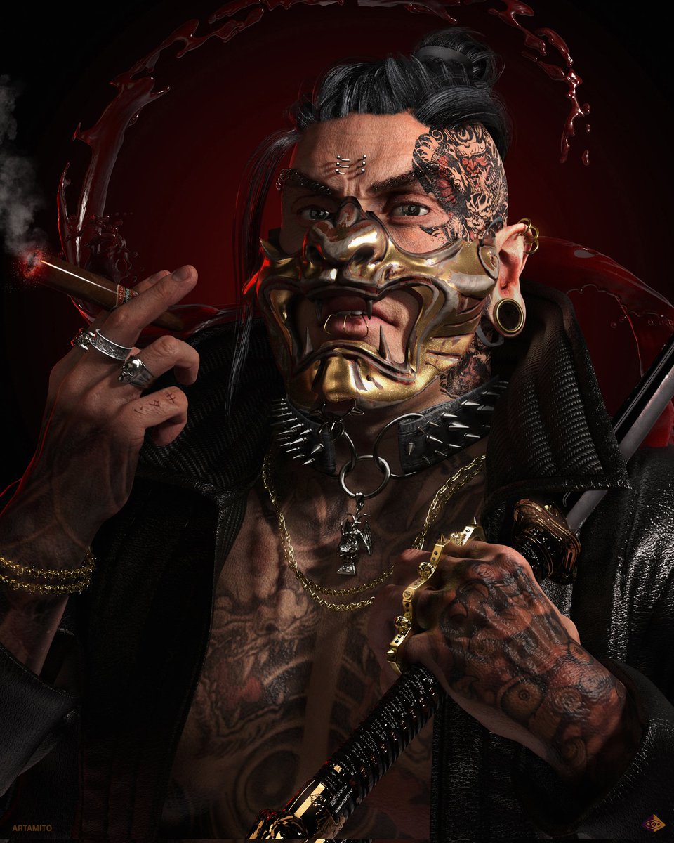 大悪魔
Neo-punk Yakuza.👹⚔️
In this 3D portrait I wanted to capture the essence of Yakuza theme; the violence, the darkness and fear...
.
#artamito #3D #3drender #digitalportrait #Trending #3dmodeling #3Danimation #nftart #characterart #Crypto #3dart #NFTartist #DigitalArtist