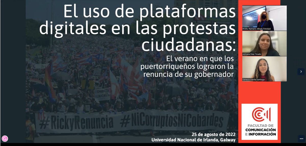 faciuprrp's tweet photo. La profesora de la FaCI Ramaris Albert Trinidad presentó los resultados de dos investigaciones sobre los medios digitales en Puerto Rico en un congreso internacional celebrado en la Universidad Nacional de Irlanda, Galway. ¡Felicidades a la Dra. Albert y sus estudiantes! @uprrp https://t.co/JiplH93qZM