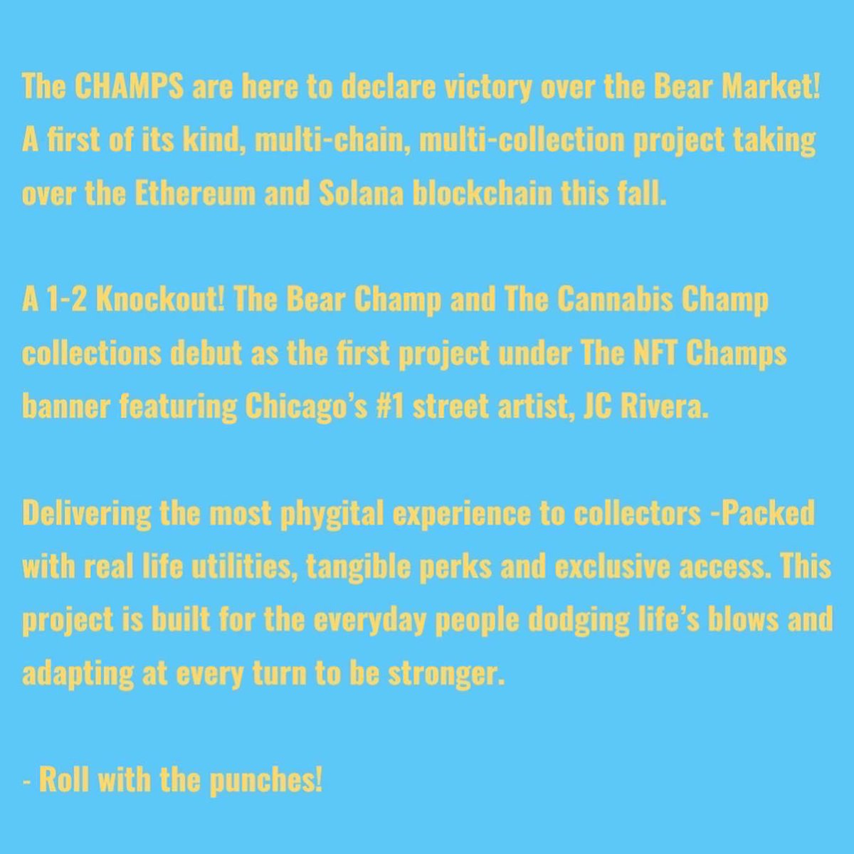 BleVCreative's tweet photo. @theNFTchamps ARE HERE!  let me introduce you to our brand new NFT project! @jcrivera @flourishprosper @blevcreative 

be sure check back frequently for updates and reveals!

P.S. you’re early https://t.co/YuzhaVLgAB