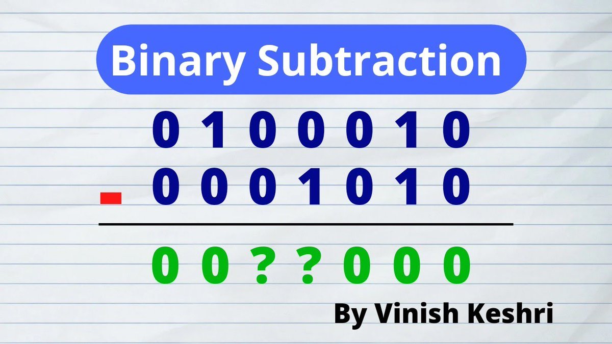 studyliv3's tweet image. Binary Subtraction Explained in Hindi (with Examples)
youtu.be/IZtTmo__Q-0
.
#binarysubtraction #binaryarithmeticoperations #studyliv #vinishkeshri