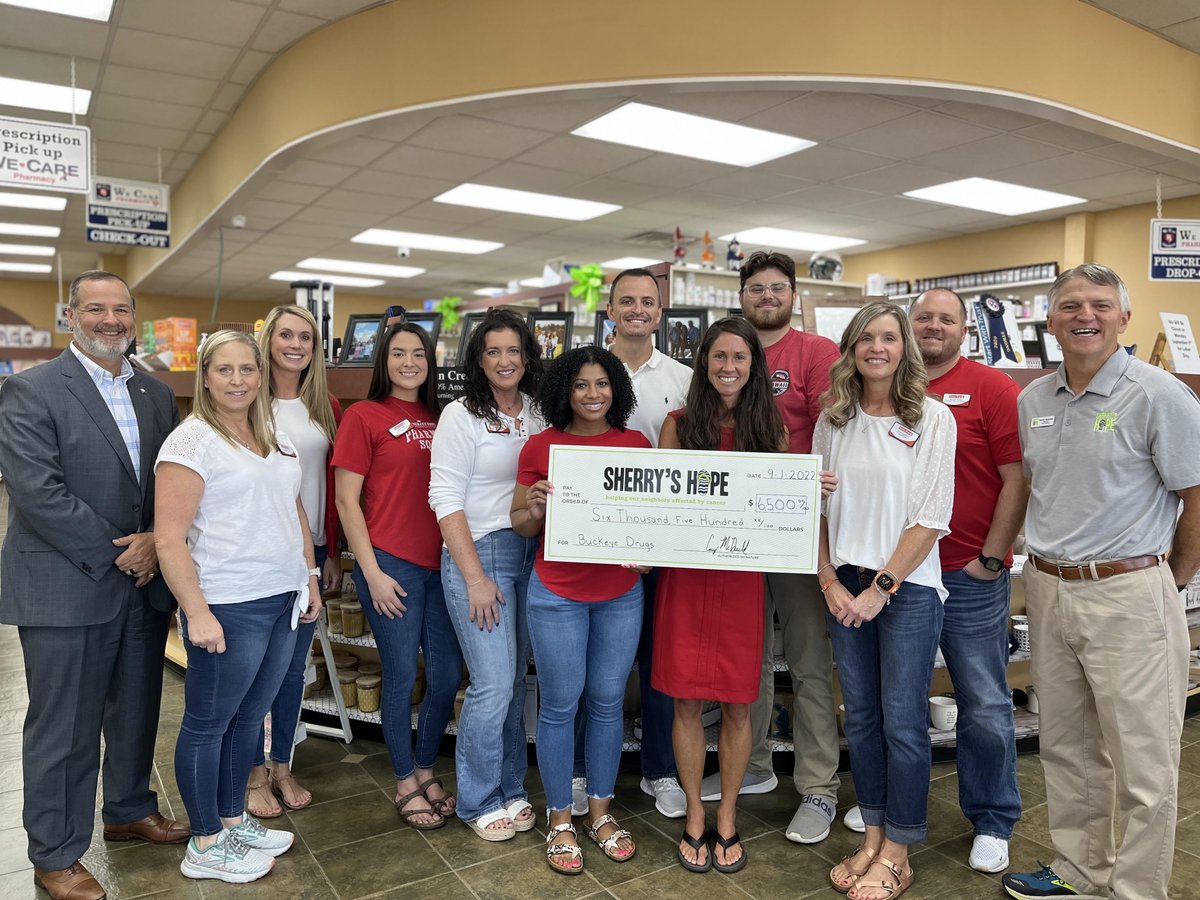 SherrysHope_TN's tweet photo. Thank you Buckeye Drugs for your generous donation to Sherry's Hope! Our organization is blessed to have your continuous support each year! https://t.co/liJ5TE7wT8