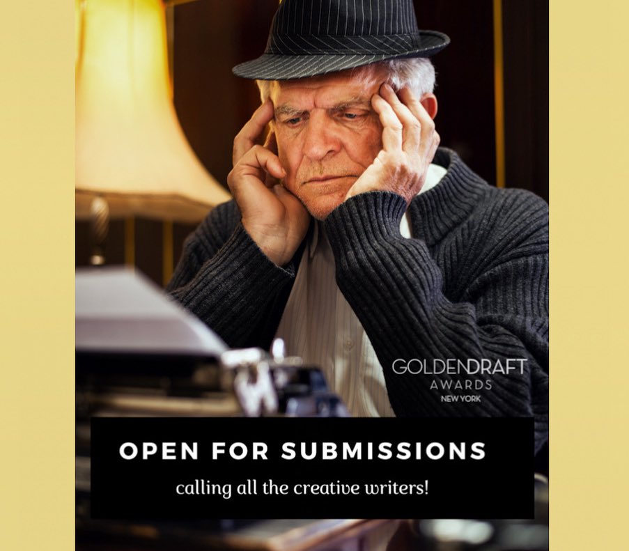 Golden_Draft's tweet photo. Calling all the #CreativeWriters!
Golden Draft Awards are OPEN for submissions.
Categories are:
#FeatureScreenplay
#ShortScreenplay
#TVPilot
#ShortStory
#FlashFiction
The notification date is September 30th!
Submit via
https://t.co/C06JLhTca9
Donโt miss it! https://t.co/ug5COMkmGU
