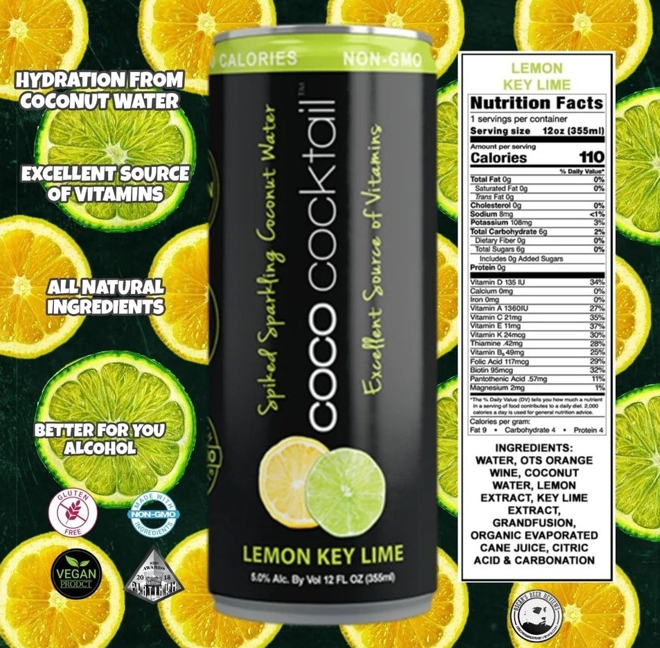 CocoCocktails's tweet photo. Why is COCO COCKTAIL THE Better For You Alcohol? Just check out the nutritional panel for yourself.
#cocococktail #cocktail #delicious #health #glutenfree #vegan #fitness #alcohol #natural #wine @beveragedaily https://t.co/HMcONNPs9D