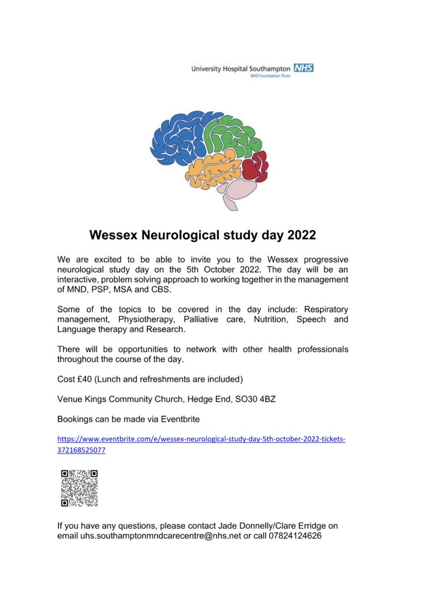 Come and join us in October at the WNC progressive neurological conditions study day 👇