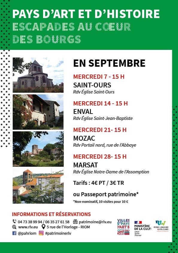 villedemozac's tweet photo. Programme en septembre des visites du patrimoine dans le territoire de @RLV_agglo dont Mozac, organisées par @PaysRlv 🔽
#mozac #abbayedemozac #patrimoine @Auvergne @TerraVolcana @lamontagne_riom https://t.co/rEmAW5mK0B