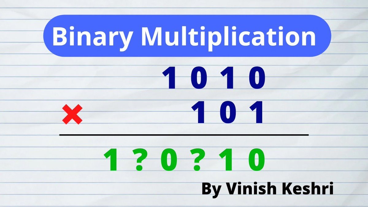 studyliv3's tweet image. Binary Multiplication Explained in Hindi (with Examples)
youtu.be/rghI31TVxao
.
#binarymultiplication #binaryarithmeticoperations #studyliv #vinishkeshri