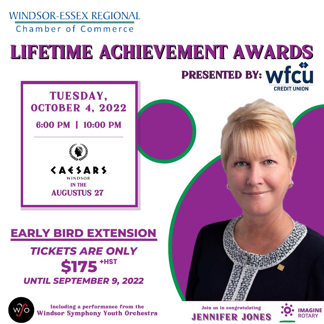 WERCofC's tweet photo. The @WERCofC has extended its Early Bird Special!

For those looking to join us in celebrating @JenJonesRotary as well as honouring our outgoing and past chairs,@lucio_mila and @jason_ilijanic, now is the time to get your tickets.

Register here: https://t.co/5xcyE9yuaB https://t.co/71wRxD3igs