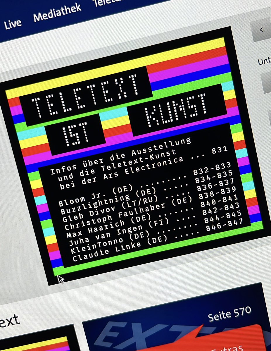 Geheimtipp: Die Teletext-Ausstellung bei @ARDde ab Tafel 830. Nur noch bis zum 21.09. 📺