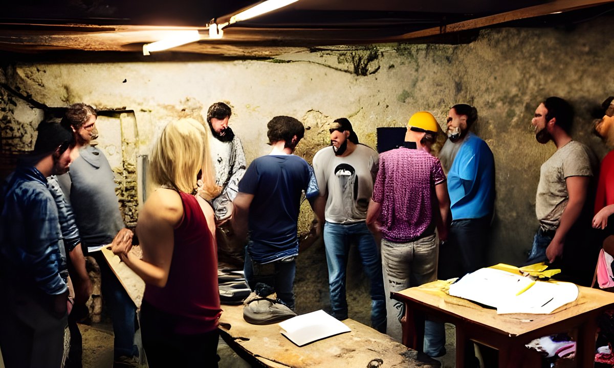 rajjawa's tweet photo. I wanted "A World Builders Workshop in a Dusty Crowded Basement"

I got "Incel Meeting"

@NightcafeStudio #badaiart https://t.co/AkjfCQI4Sc https://t.co/KXbh2tmStN