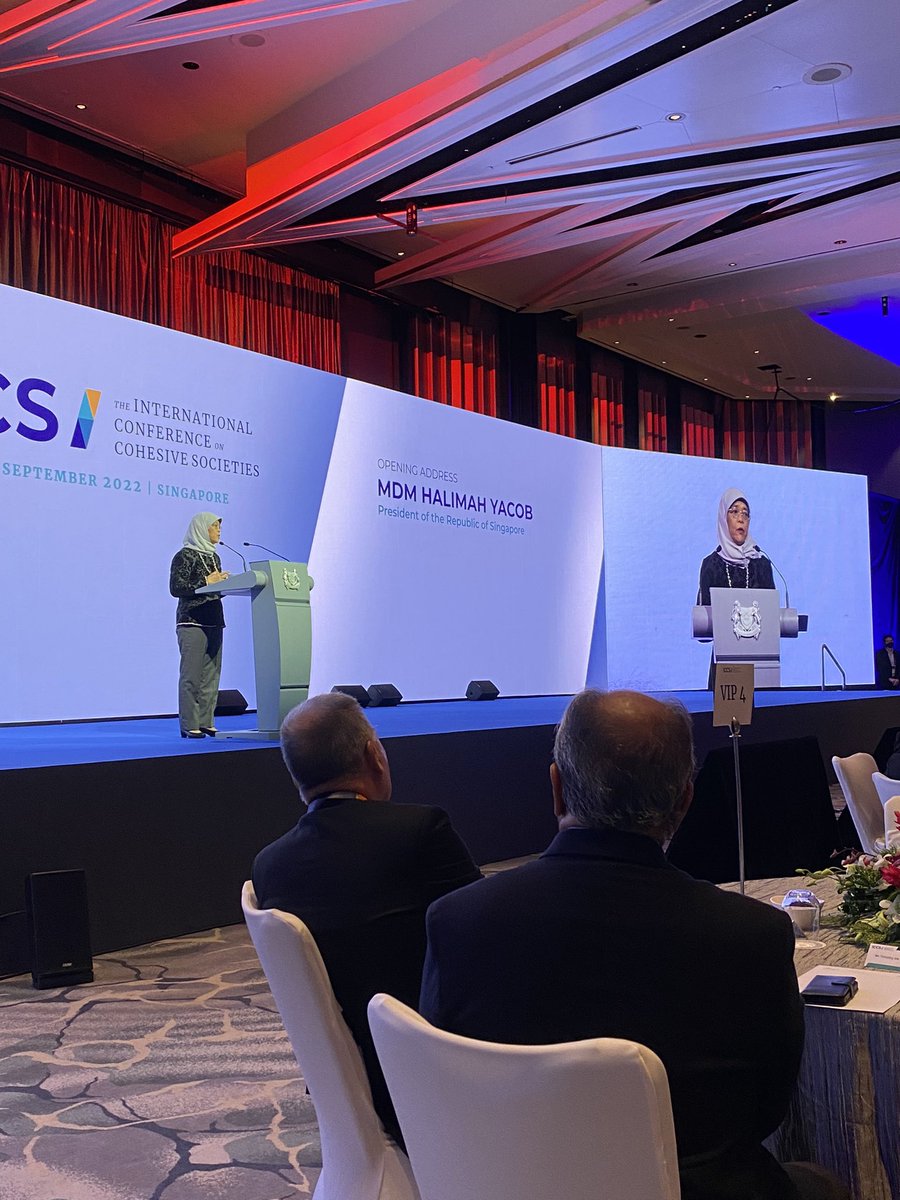 m_abbas110's tweet photo. "Societies cannot survive without the social glue that bonds people together.”
- Mdm Halimah Yacob, Singapore President 

Honoured to be part of @ICCSSG that is attended by more than 800 participants from close to 40 countries, representing @rosesofpeace 

#ICCS2022 #ICCSSG https://t.co/VinBwt4khD