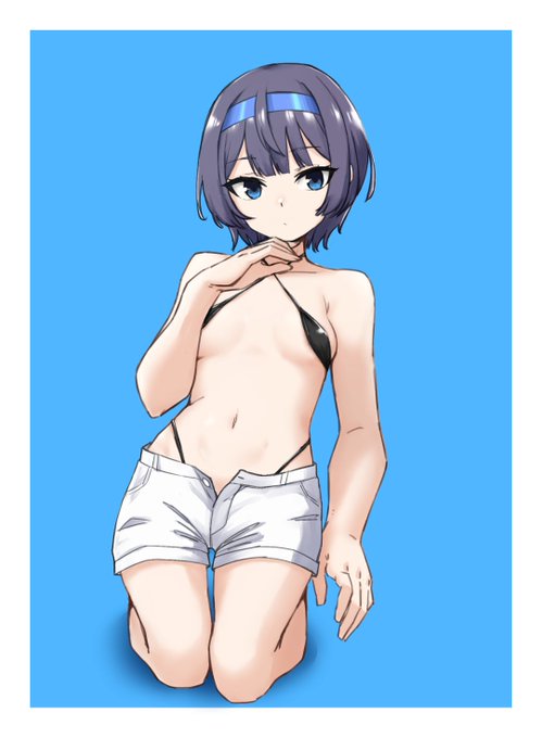 Skebでマイクロビキニホットパンツのすずきつづみちゃん描きました 