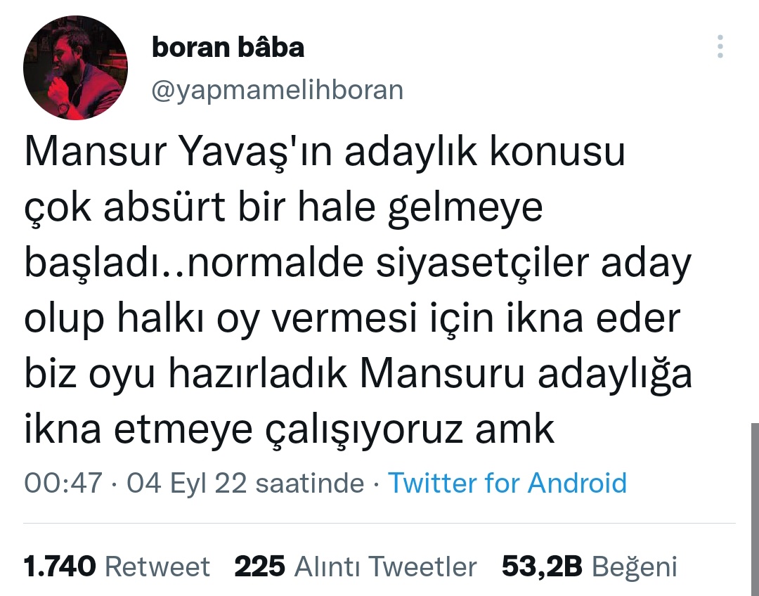 mansur yavaşın aday olmasını isteyen gencin tweeti gündem oldu.