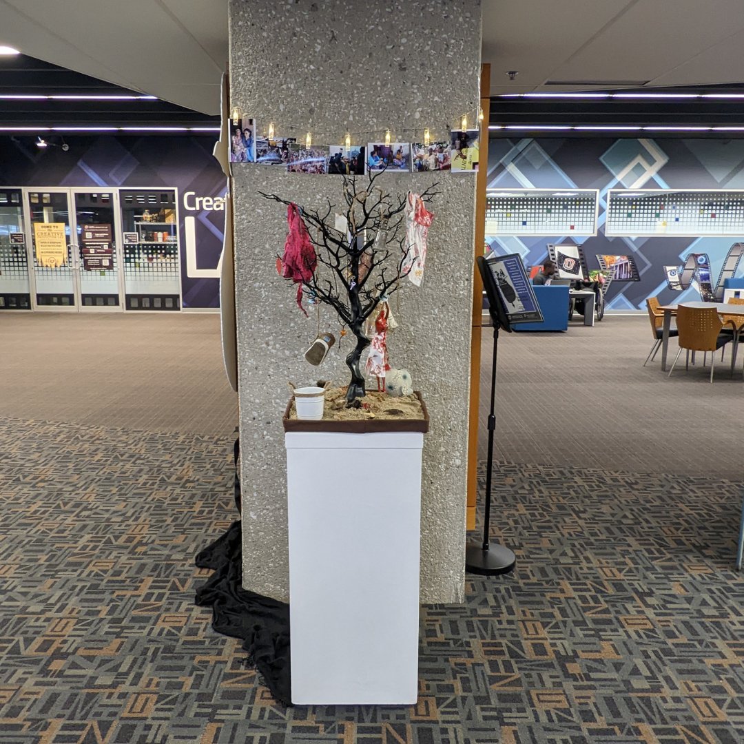 unolibraries's tweet photo. Don't miss a new display by Sharmila Seyyid, a Sri Lankan writer &amp; activist who was placed in residence w/ UNO’s @GoldsteinHR &amp; UNO’s Sam &amp; Frances Fried Holocaust &amp; Genocide Academy. This display will be up thru Dec. Learn more abt Seyyid: https://t.co/kfGgB70Yg7 https://t.co/JSTVKtQydL