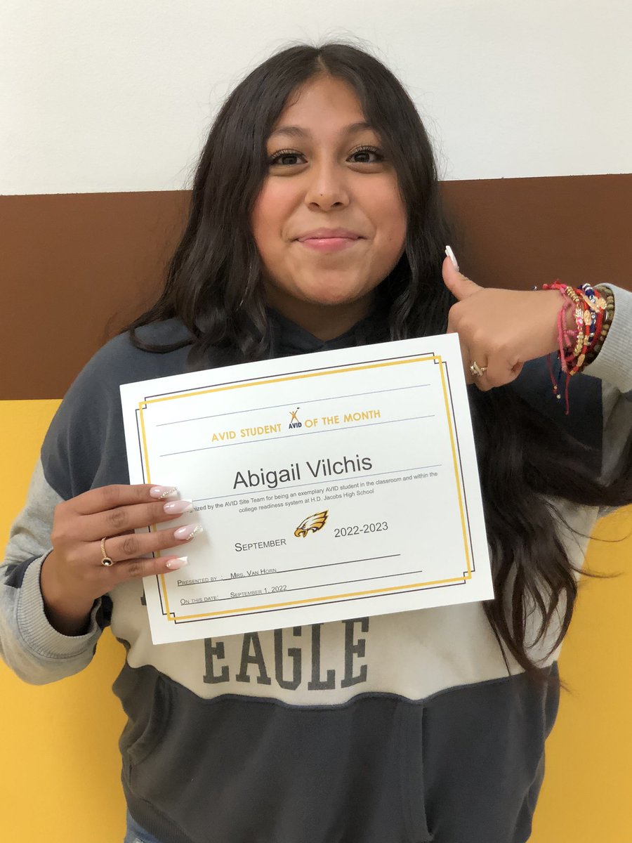 JacobsHSAVID's tweet photo. Congratulations to the September AVID Students of the Month! Abigail, Morgan, Kayla, and Khamari were selected for having a great start to the year in all of their classes and for working hard. Keep it up ladies, we are proud of you! 🦅 https://t.co/lxa6tYW7Bw