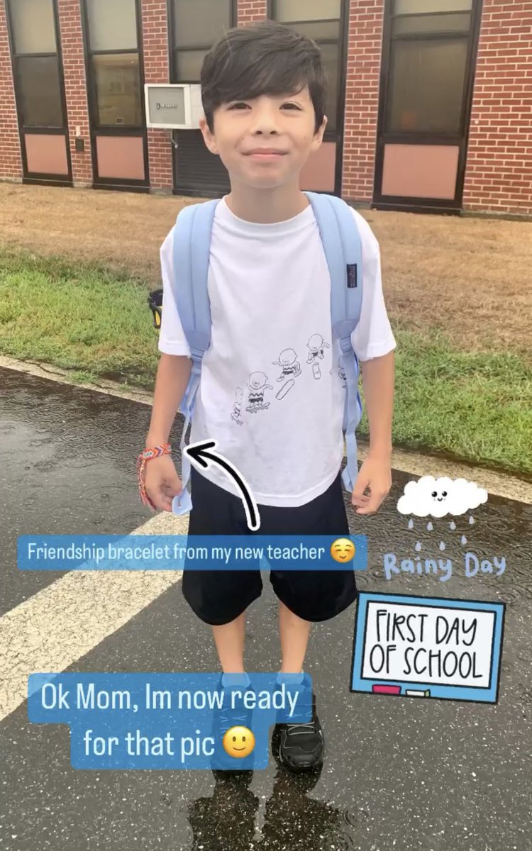 TyMasonDunn's tweet photo. 09.06.22 - Here’s to Tyler’s first day of 4th grade 💫 looking forward to hearing all about it.

Rainy day but we manage to get in those first day of school pics. #tymasondunn #BackToSchool #firstdayofschool #tuesdayvibe #BTS #fourthgrade #longislandny #ny #elementaryschool https://t.co/rvGOCxtert