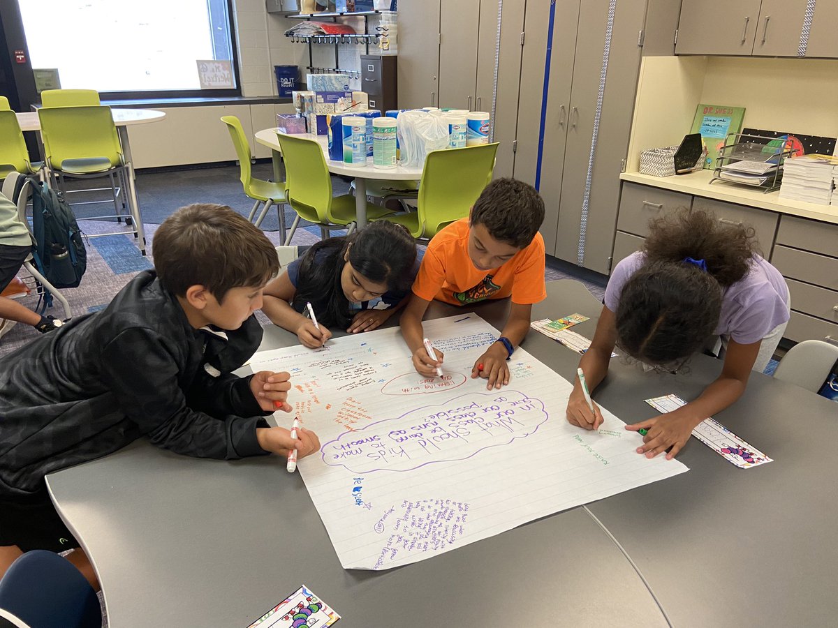 Using a chalk talk to start our thinking about our classroom economy!  Some great thinking was on display!  #bemisthinkers