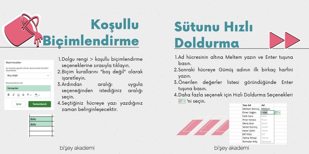 BiseyAkademi's tweet image. Excel&apos;i öğrenmenize yardımcı olarak küçük bilgileri, 🧬
Kolaylaştırıcıları, 🧲
Detaylandırıcıları 📦 ve daha fazlası için Excel ipuçları postunu inceleyebilirsiniz!

Aklınıza gelen diğer ipuçlarını yorumlarda bizimle paylaşabilirsiniz. 

#bişeyakademi #excelipuçları #exceleğitimi