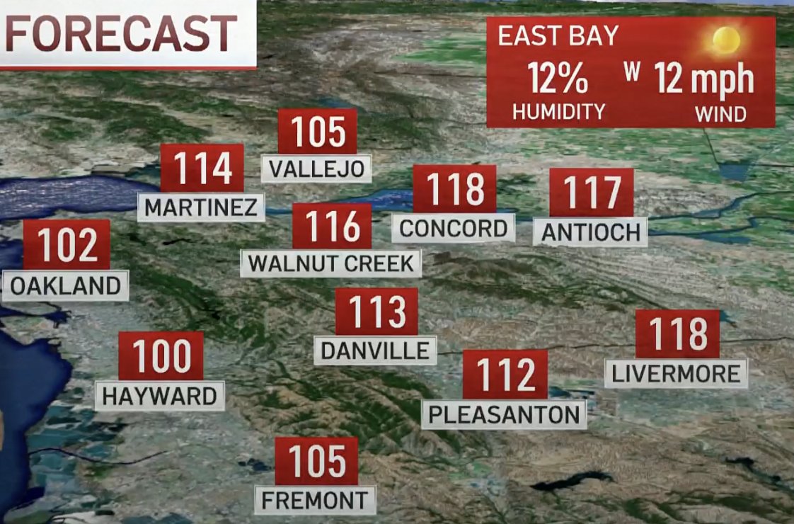 Jeri Ryan on Twitter "RT TVwebproducer East Bay weather forecast is nuts. heatwave BayArea