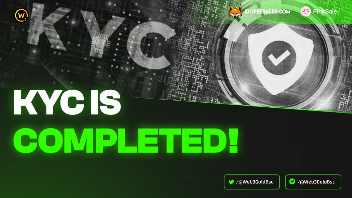 We have just passed the full KYC verification by IDOPresales, known for its accuracy and numerous requirements during verification! We are proud to show you our full KYC certification.

✅ KYC: idopresales.com/web3gold-kyc-v…
