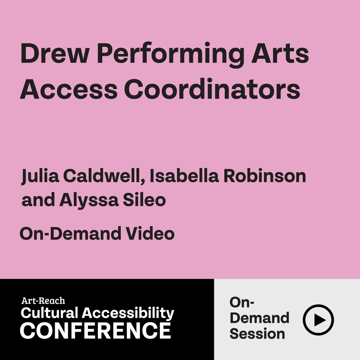 Join the Drew Performing Arts Access Coordinators as they discuss crucial lessons they learned about what it takes to create access on campus.

This On-Demand session will be available at the Art-Reach Cultural Accessibility Conference! To register visit bit.ly/Art-ReachConfe…