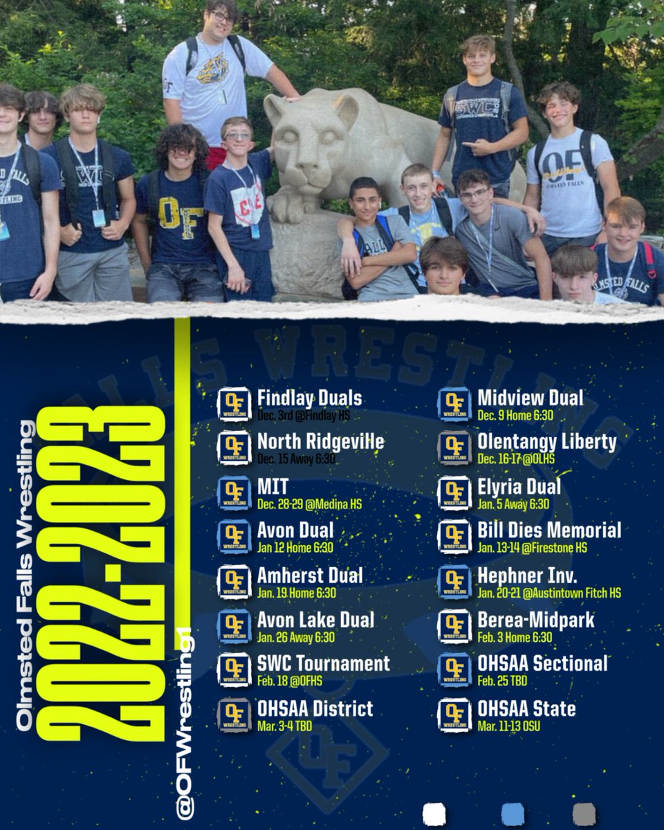 OFWrestling1's tweet photo. Varsity Schedule https://t.co/aGVRTwwPi1