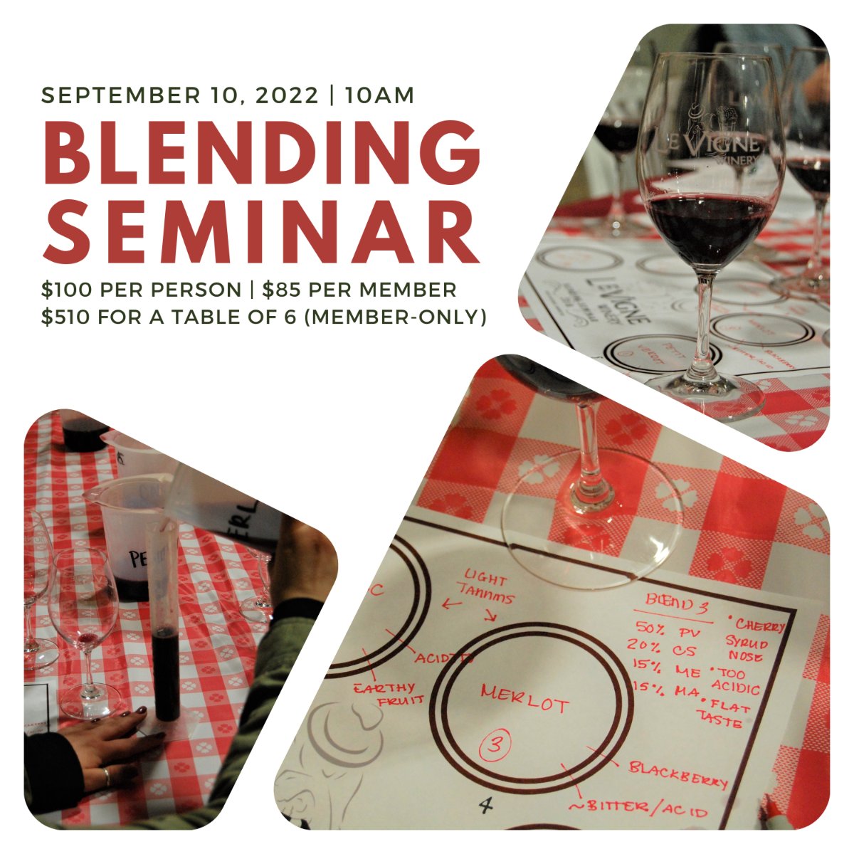 Be a winemaker for the day! Our winemaker will walk you through blending your own personal bottle of wine to take home. Plus, Chef Walter will finish the event off with an amazing lunch for you to enjoy. Limited space! Call the Winery to purchase your tickets, 805.227.4000.