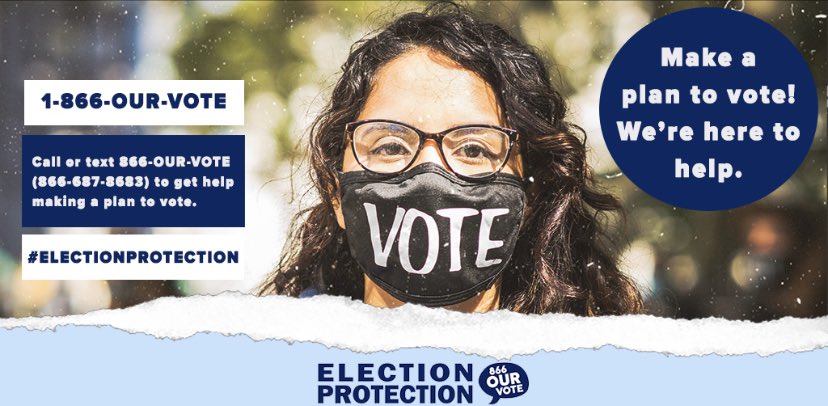 Do you have your plan to vote? Make sure you know your rights, stay in line if you’re there when polls close, and call 866-OUR-VOTE (866-687-8683) or go to 866ourvote.org if you run into any issues. #DefendingDemocracy protectthevote.net/?partner=demca…