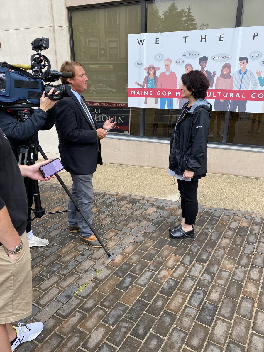 AKregenow's tweet photo. HAPPENING NOW: Chair @DemiKouzounas speaks to press about @PaulLePage2022 plan to Move Maine Forward, the Mills mismanagement of the state, and the wonderful things happening here at @GOP / @MEGOPCenter Lewiston HQ . #LeadRight #mepolitics https://t.co/gj2gi4ck2Y