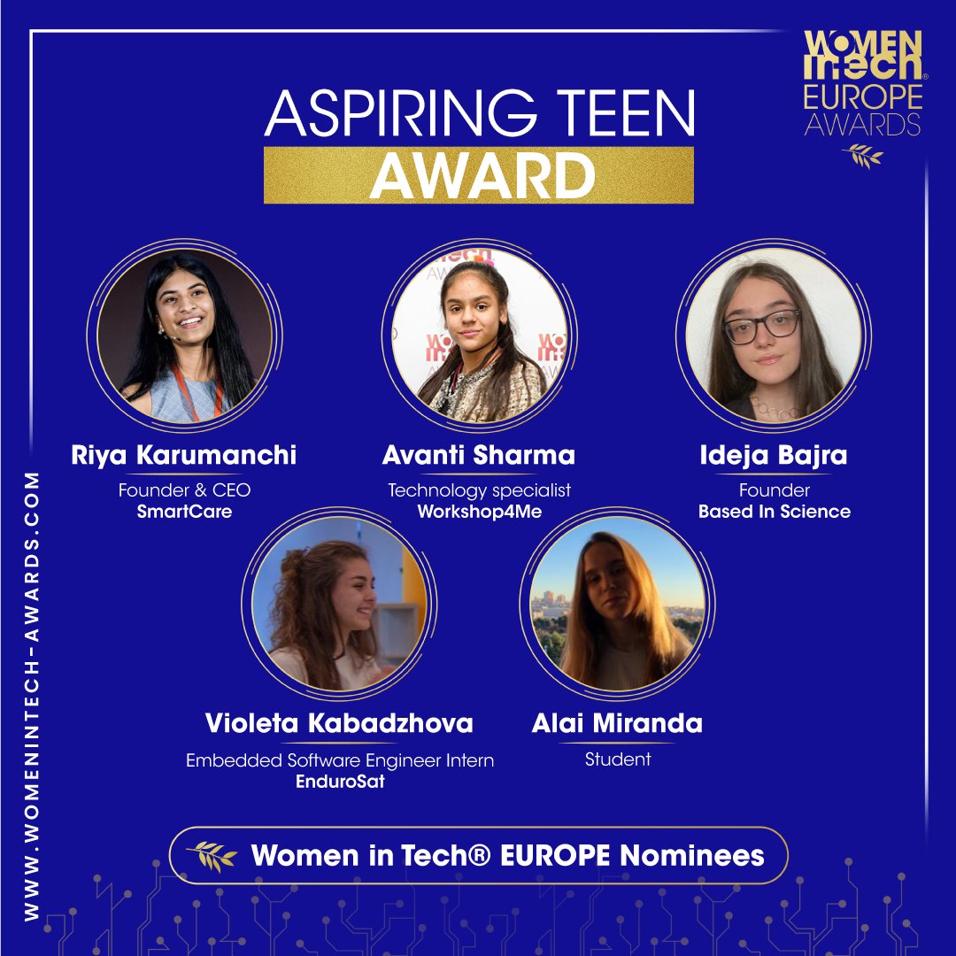 Congratulations to all the nominees for the Aspiring Teen Award Category. The winner of this category will be the finalist in the Women in Tech® Global Awards happening in Dubai on the 13th of October, 2022. Link: womenintech-awards.com #WITGA22