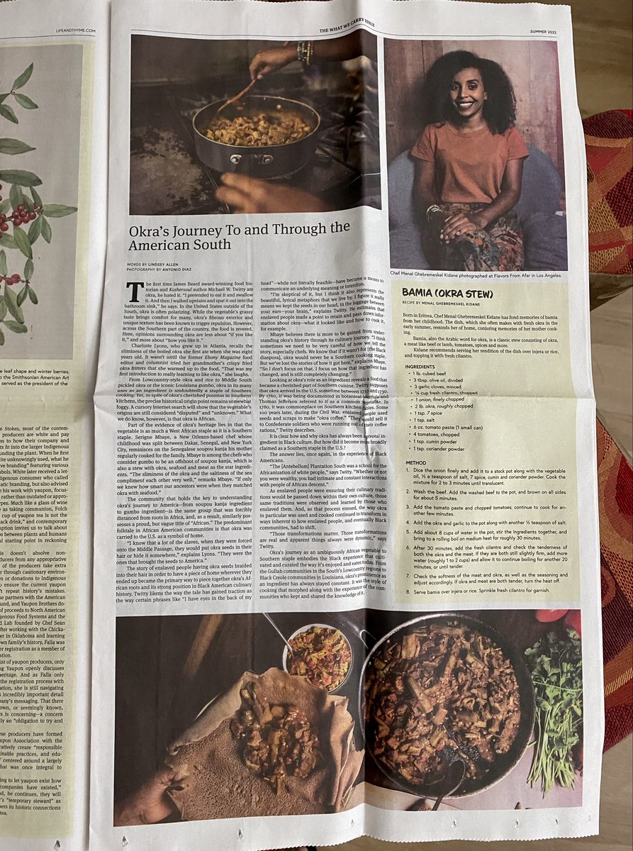 NoamLeead's tweet photo. @lifeandthyme @the_antonio @giannahughes This piece on Okra's journey in @lifeandthyme from Africa to the American South is really wonderful... ( Stories of seed saving at it's most incredible w/commentary from @KosherSoul ) https://t.co/VFx9cSUzg2