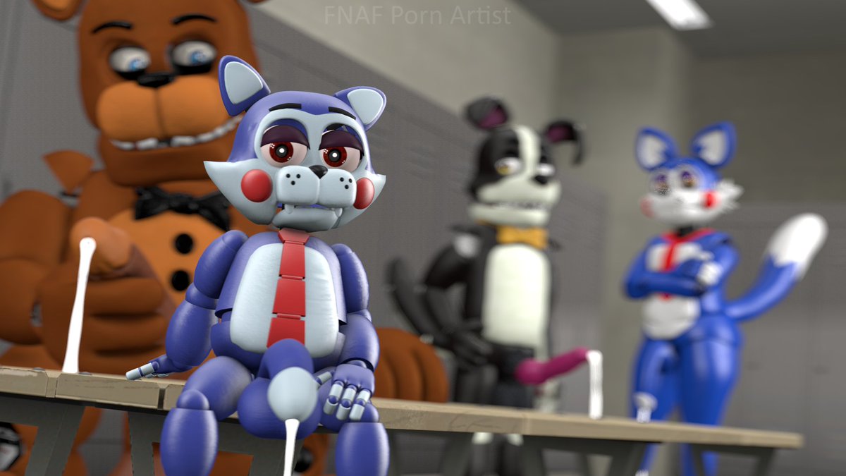 FNAFPornArtist's tweet photo. Here's a cute lil kitty with a huge shlong.
And the boyos are watching hehe.
( Made by me )
( Candy model at the background made by @jizzyfox1 )
#fnafporn #fnafnsfw #nsfwfnaf #nsfwart #nsfw #FNACnsfw #sfmnsfw https://t.co/4xSEjxCk0e