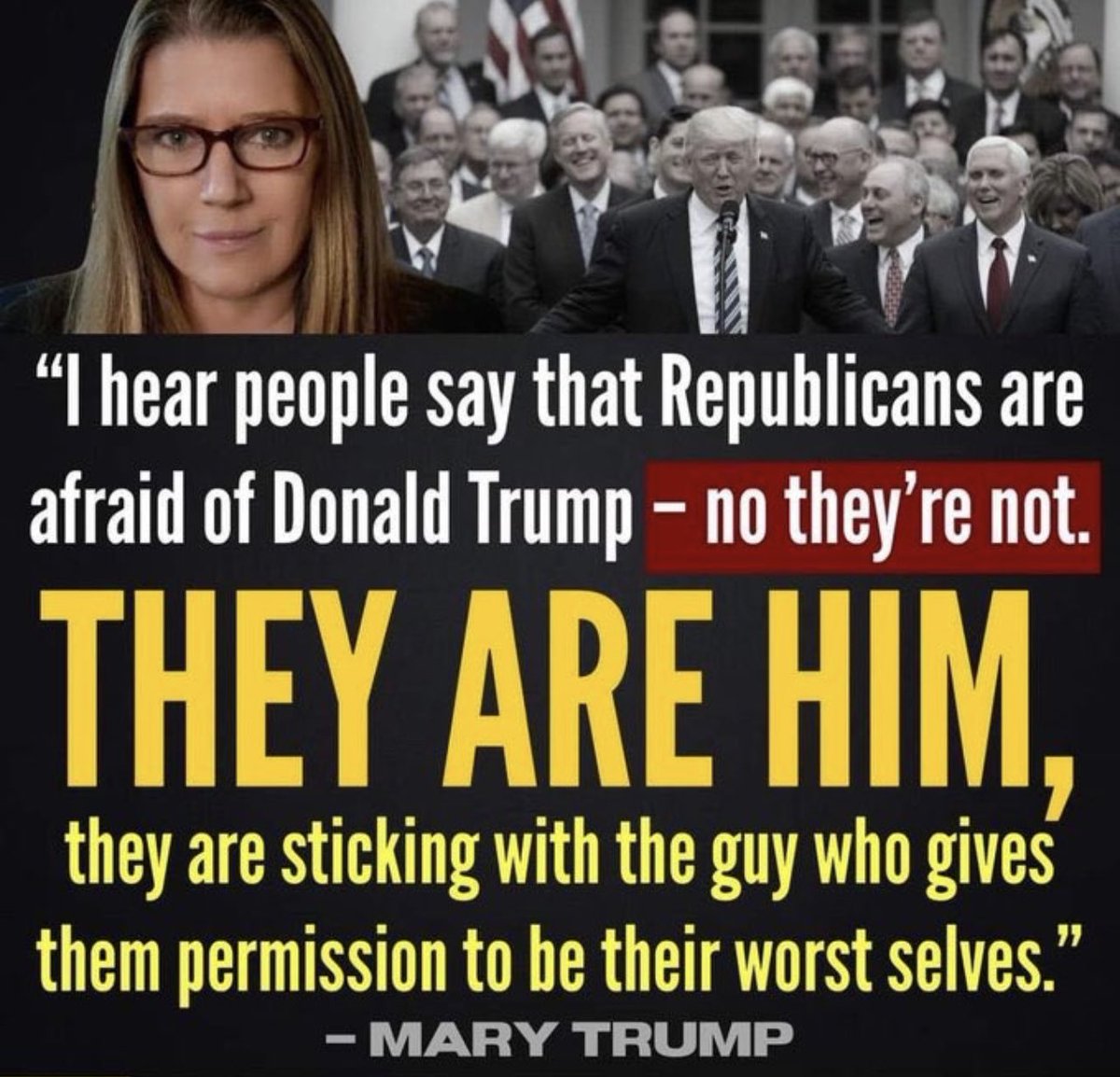HugeJohnSimmons's tweet photo. #MaryTrump is right on the mark about #MegaRepublicans and #Donald @Trump but we the people don’t give them permission! Vote them out in the mid-terms and again in 2024! #VoteBlueNoMatterWho https://t.co/yDPg5JHZlY