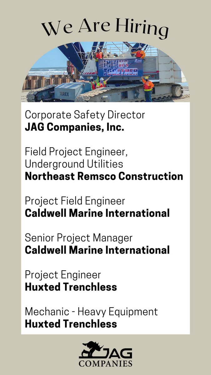 JAGCompanies's tweet photo. Corporate Safety Directory - JAG Companies, Inc.
https://t.co/VQcrucgMlP

Field Project Engineer, Underground Utilities - Northeast Remsco Construction
https://t.co/pqPvNldwBC https://t.co/6tXCFhSBR6