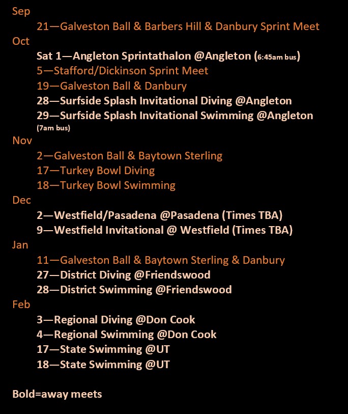 2022-2023 Swim Schedule