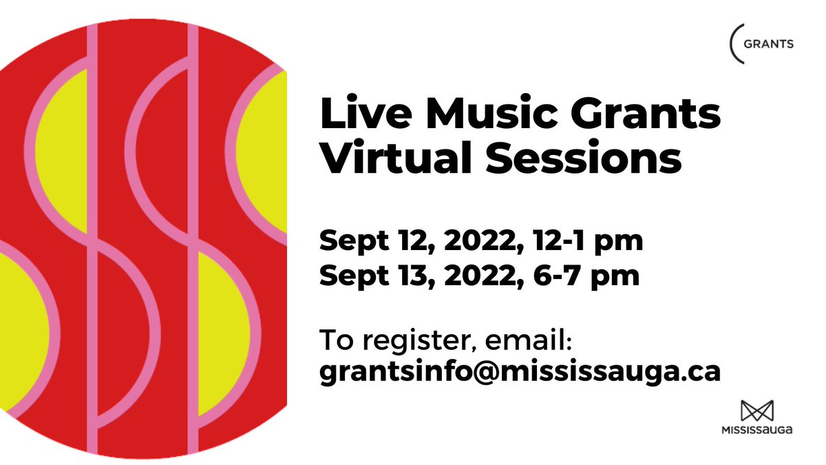 Mississauga_M's tweet photo. NEXT MONDAY &amp; TUESDAY! Live Music Grant – Virtual Session

New grant for artists, venues and concert producers from the @citymississauga's @SaugaCulture Division. 

All applicants must attend a virtual session – register by email: grantsinfo@mississauga.ca

#MMWeek https://t.co/g9EX9xwujO