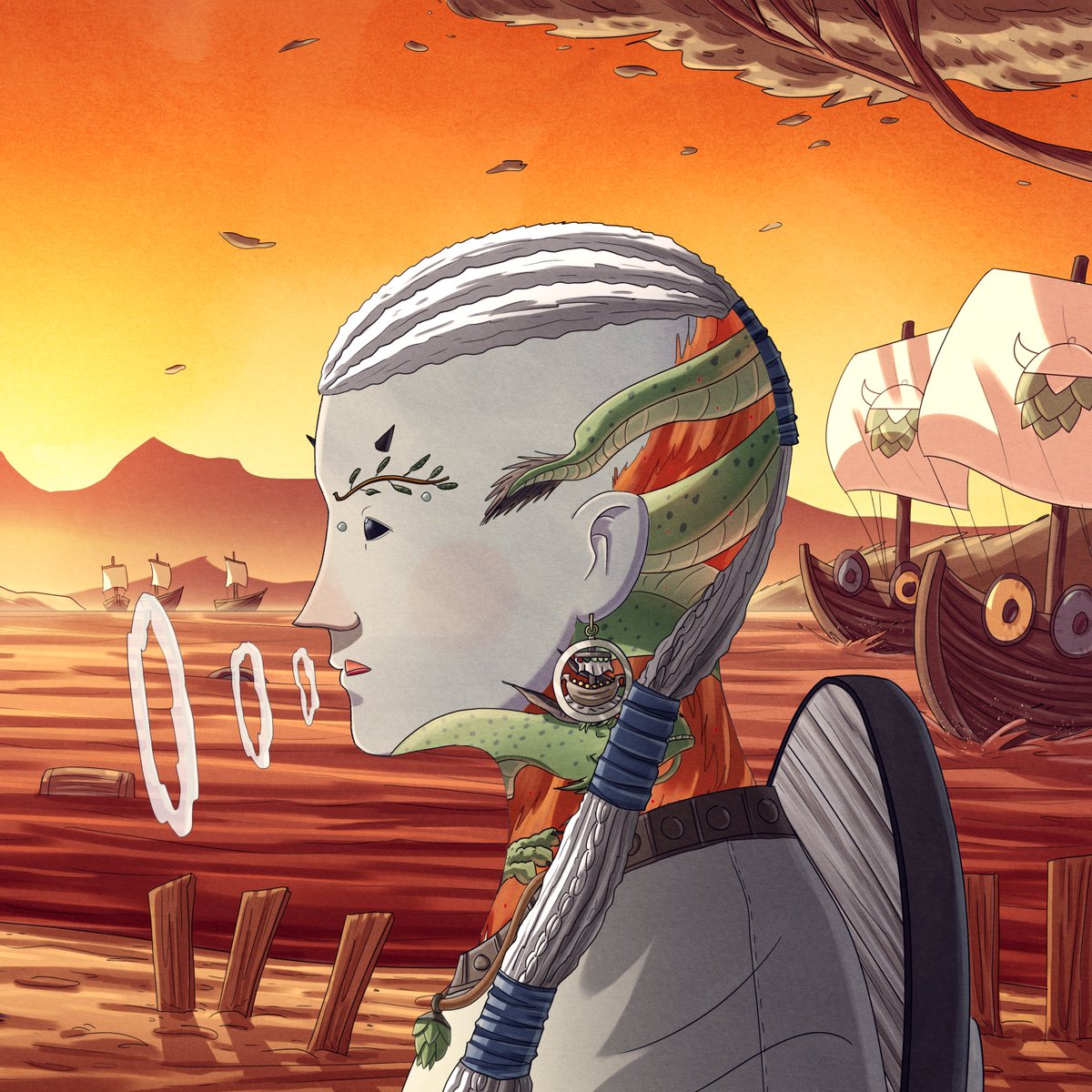 The seabed is becoming covered with wrecks. 
Strange lights can be seen between the snowy peaks. 
They rise and fall depending on how cold it was the previous night.

#MagBrewVikings #Vikings #Drake #drakkar #dragons #hop #Cronos #CronosChainNews #CronosChain #CronosNFT #NFTArts