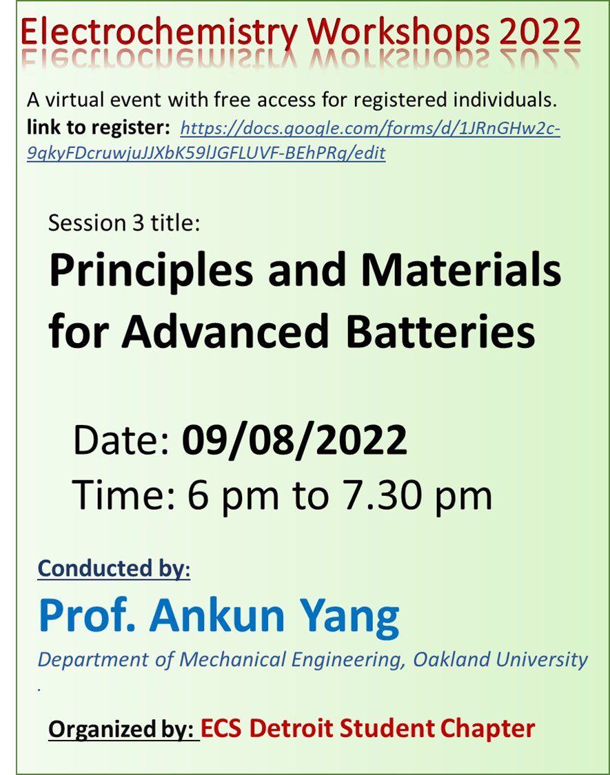 After the successful completion of the Electrochemistry Workshop-session 1 and 2, we are getting ready for Day 3 session, in which we will discuss principles and materials for advanced batteries. Here's the link to register: docs.google.com/forms/d/1JRnGH…