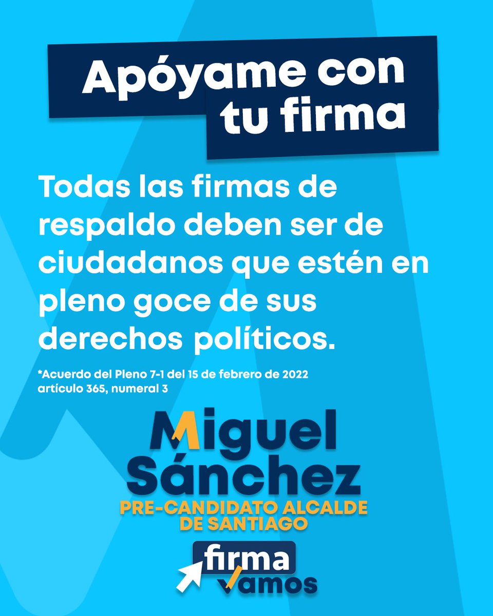 ¿Lo sabías? El cambio está en nuestras manos. Si quieres apoyarme como precandidato a alcalde de Santiago por libre postulación, escríbeme.