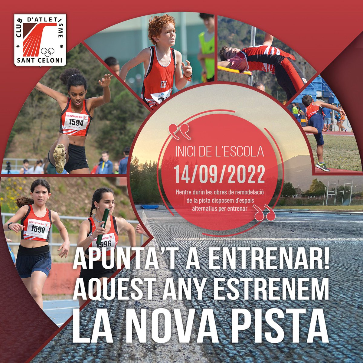 CASantCeloni's tweet photo. 🔴 Comencem una nova temporada, amb nous reptes, nova web i amb una pista renovada. 

🏃‍♂️🏃🏻‍♀️🏃🏼‍♀️🏃 Apunta't a entrenar al CASC! 🏃🏻‍♀️🏃🏿‍♂️🏃🏾🏃‍♀️

Més informació a ⬇️
https://t.co/eCCoEHOOvK https://t.co/JxKBVAfoCP
