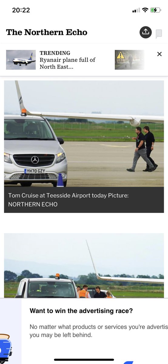 Stuartjp33John's tweet photo. Completely gutted I missed out @TomCruise landed at Teesside airport in the uk today a 20 minute drive from where I live #Maverick #TopGunMaverick #Legend https://t.co/oJfMPI8rZZ
