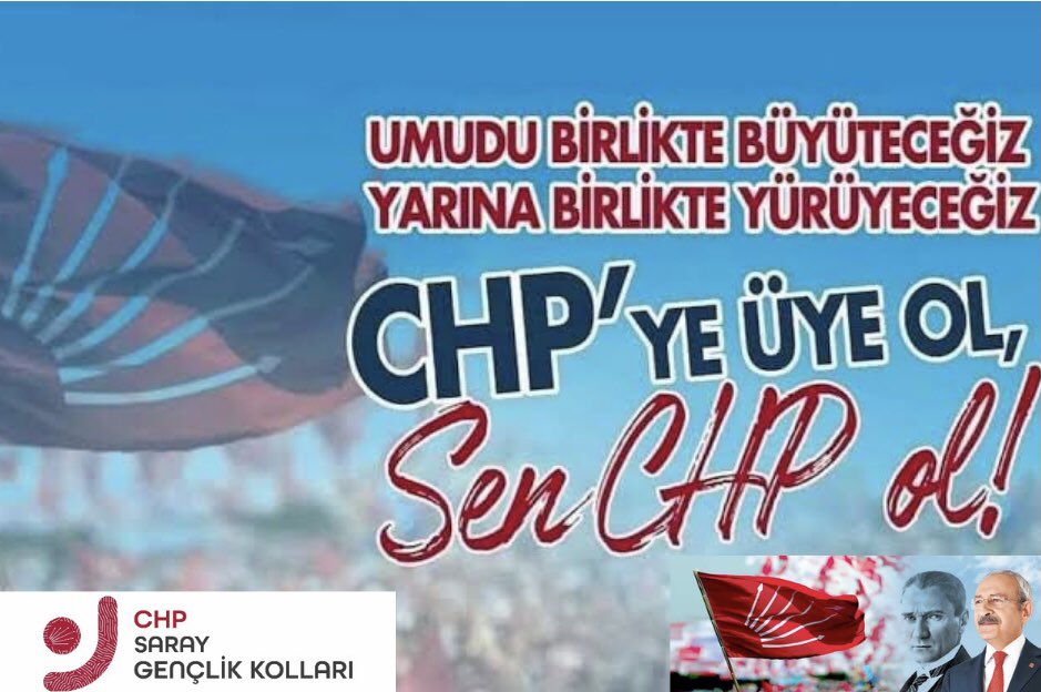 Chpsaraygenc's tweet photo. Umudu birlikte büyüteceğiz, yarınlara birlikte yürüyeceğiz. 
Cumhuriyet Halk Partisi’ne üye ol, sen Cumhuriyet Halk Partisi ol! 

#SenDeGel +1 OL 🇹🇷🇹🇷 https://t.co/d05yYL0rFC