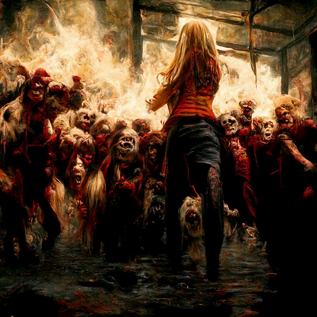 willowswarlok's tweet photo. #Buffy facing off against #demons in #hell. Made entirely using AI. Madness. @get_starryai https://t.co/fgypOpXdAx