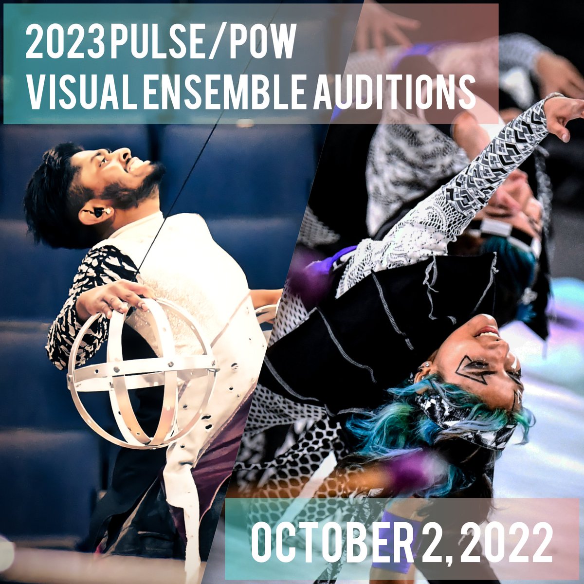 Mark your calendars because Pulse/POW Visual Ensemble auditions are coming October 2, 2022! 
La Quinta High School, 2pm-6pm (registration at 1:30pm)
#pulsepercussion #powpercussion #vicfirth #yamahamusicusa #zildjian #boxsix #stayother #dpgfloors #remo #pageantryinnovations #on2