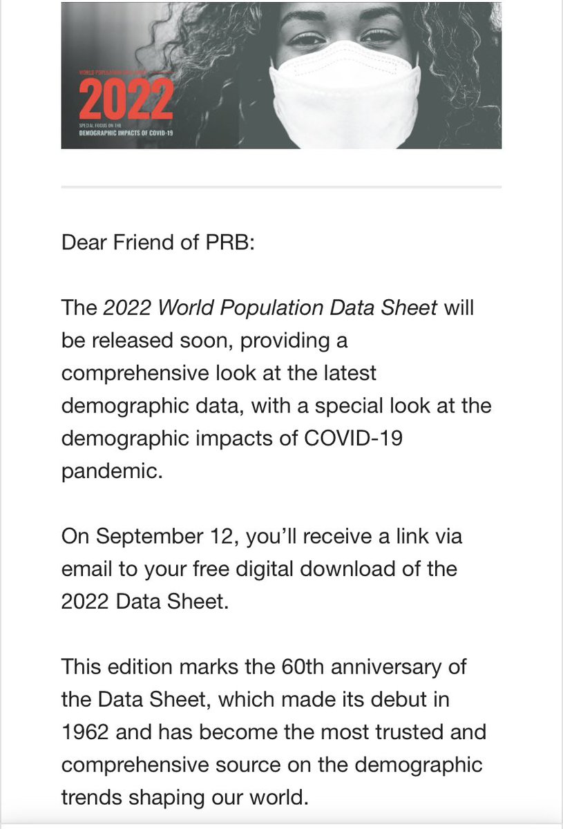 _Barbara_Prince's tweet photo. Exciting news!!! The 2022 @PRBdata World Population Data Sheet will be released next week! #LVCPops #EtownPops https://t.co/zWIDTygwp2