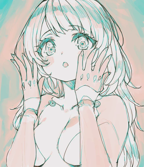 なんか目の焦点が微妙に合ってない気がして気持ち悪かったので直した...絵的には目を少し逸らした方が可愛い気もするのでこれも正解じゃ無い気がする(わからん 