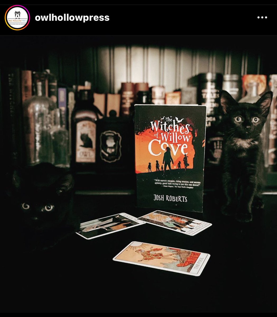 joshwhowrites's tweet photo. Who’s ready for spooky season?! I sure am thanks to this gorgeous/adorable IG post from @owlhollowpress (as if I needed another reason to write/revise the second book in this series even faster…)

#spookymg #halloween #witches #witchesofwillowcove https://t.co/51rpBp1ZYD