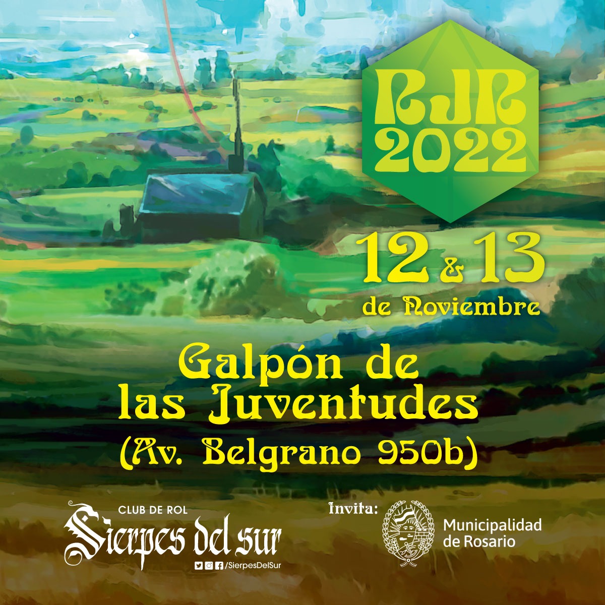 SierpesdelSur's tweet photo. Rosario Juega Rol 2022!
Les invitamos a la décima entrega del evento de rol más grande de la Argentina! 12 y 13 de Noviembre en el Galpón de las Juventudes!
Guardate los dos días! Te esperamos!

#rjr2022 #rosariojuegarol #ttrpg #jdr #rpg #sierpesdelsur #dungeonsanddragons https://t.co/UuJe9cCb6v