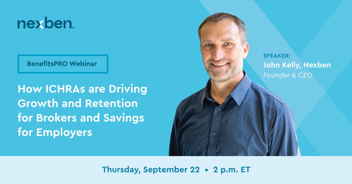 NexbenInc's tweet photo. Employers want cost control and happy employees. Health insurance brokers want new solutions to deliver the best benefit options for clients. Learn how ICHRAs offer both in this @BenefitsPRO webinar. https://t.co/f5B5svYyDK 
#ICHRA https://t.co/DiV3tBOHt8