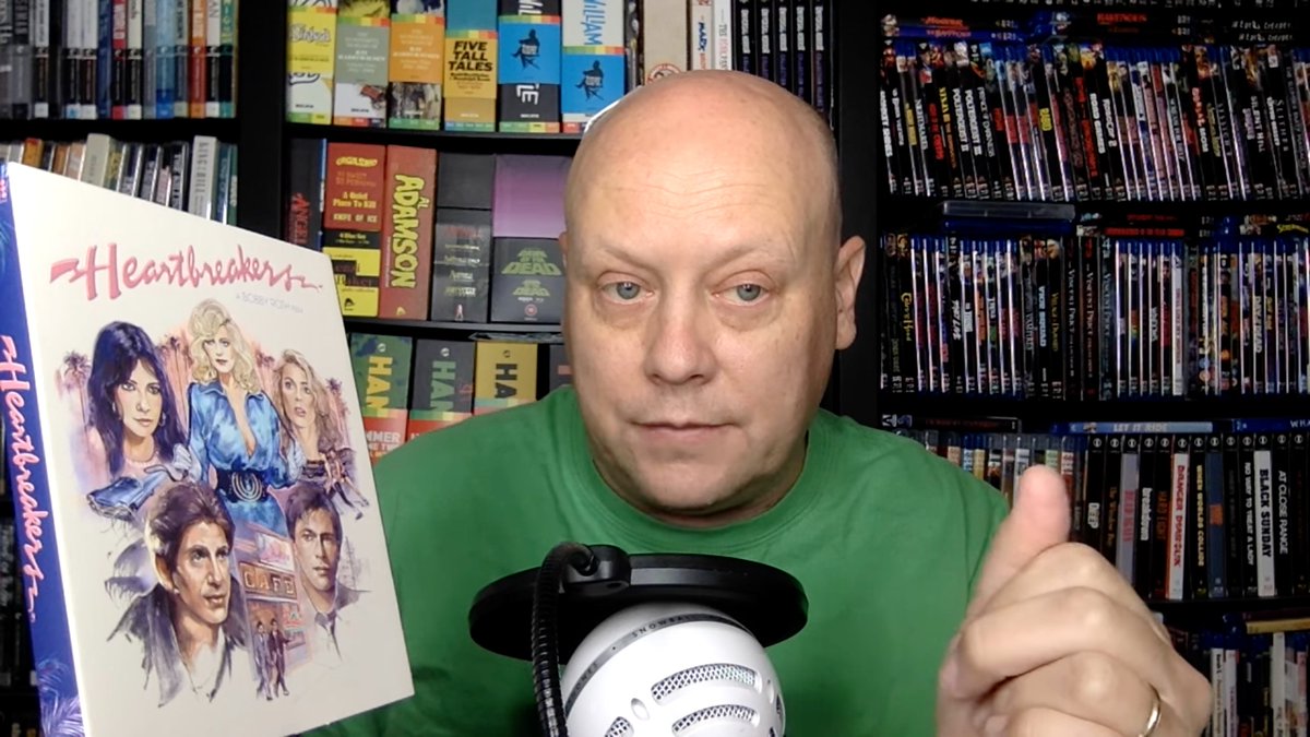 FunCityEdition's tweet photo. Our man @bobfreelander gives the thumbs up to Bobby Roth's HEARTBREAKERS (1984) on his @JustTheDiscsPod YouTube show. #FunCityEditions #Heartbreakers #JusttheDiscs #BobbyRoth https://t.co/ZJDLDX43ls